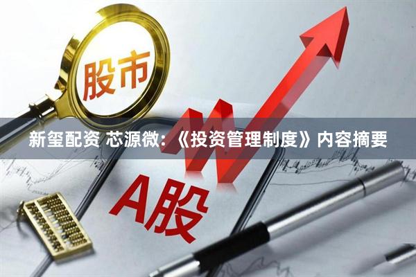 新玺配资 芯源微: 《投资管理制度》内容摘要