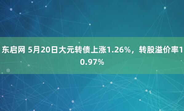 东启网 5月20日大元转债上涨1.26%，转股溢价率10.97%