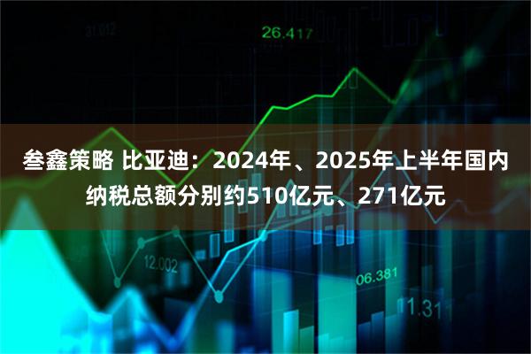 叁鑫策略 比亚迪：2024年、2025年上半年国内纳税总额分别约510亿元、271亿元